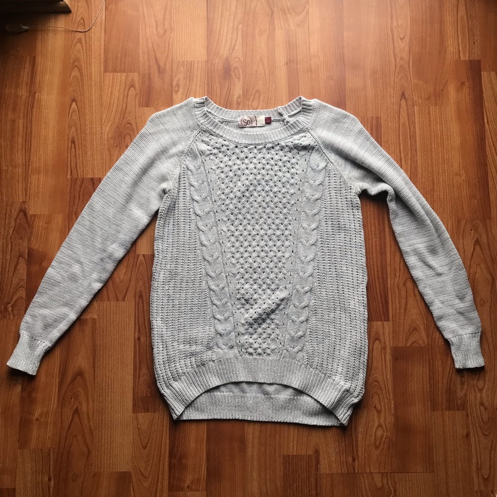 SO Grey Cable Knit Sweater